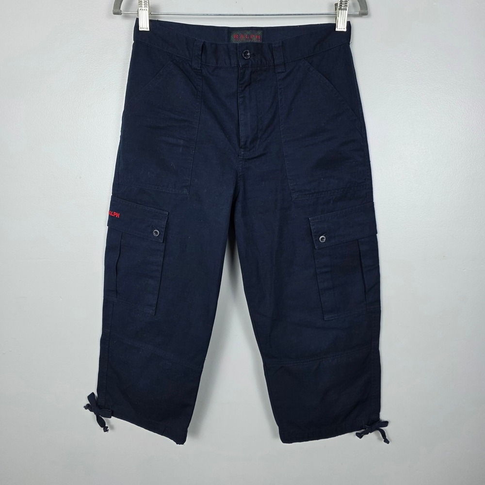 RALPH Ralph Lauren Cropped Cargo Pants Womens Size 6 Blue Capri Utility